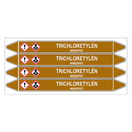 Značení potrubí, trichloretylén,4 ks, 250 × 26 mm